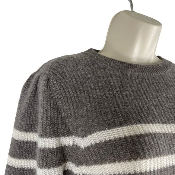360 Cashmere Laurel Cashmere Striped Sweater Puff Shoulder Size S - Picture 3 of 9